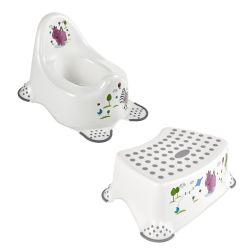 Keeeper 2-teiliges Set HIPPO Schemel einstufig & Kindertopf / Töpfchen weiß