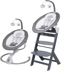 BabyGO Homey Set Babywippe inkl Family Kinderhochstuhl grau grau 