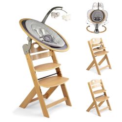 BabyGo Homey Set Hochstuhl Family mit Babywippe wood/ natur