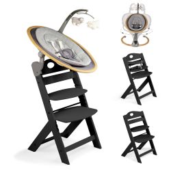 BabyGo Homey Set Hochstuhl Family mit Babywippe wood/ black 