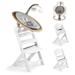 BabyGo Homey Set Hochstuhl Family mit Babywippe wood/ white