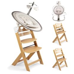 BabyGo Homey Set Hochstuhl Family mit Babywippe beige/ natur