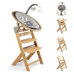 BabyGo Homey-Set Pro Hochstuhl Family inkl. Babywippe & Essbrett wood/ natur