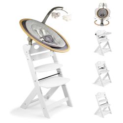 BabyGo Homey-Set Pro Hochstuhl Family inkl. Babywippe & Essbrett wood/ white