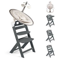 BabyGo Homey-Set Pro Hochstuhl Family inkl. Babywippe & Essbrett beige/ grey 