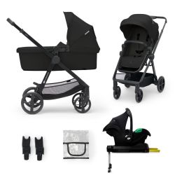 Kinderkraft Kombikinderwagen Newly 4in1 ink Autositz + Isofix-Base Classic Black