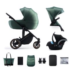 Kinderkraft Kombi-Kinderwagen 3in1 Prime 2 Dark Green + Autositz Mink Pro