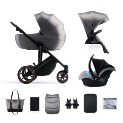 Kinderkraft Kombi-Kinderwagen 3in1 Prime 2 Shadow Grey + Autositz Mink Pro