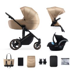 Kinderkraft Kombi-Kinderwagen 3in1 Prime 2 Sandrose Beige + Autositz Mink Pro