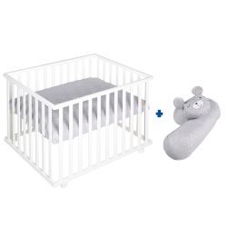 Roba Kids Laufgitter Set 4-eckig weiss inkl. Bettschlange Style grau