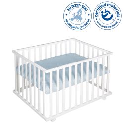 Roba Kids Laufgitter 100x75 weiss inkl. Schutzeinlage Style Hellblau Sky
