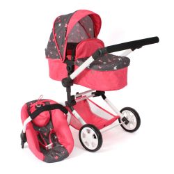 Bayer Chic 2000 Puppen Kombi-Puppenwagen LINUS Butterfly Koralle