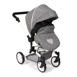 Bayer Chic 2000 Puppen Kombi-Puppenwagen LINUS Jeans grey