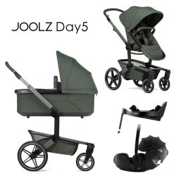 Joolz Day 5 - 4in1 Kinderwagen-Set - Forest green - inkl. Babywanne & Sportsitz + Britax Römer BABY-SAFE PRO + VARIO BASE 5Z + XXL-Zubehörpaket