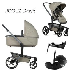 Joolz Day 5 - 4in1 Kinderwagen-Set - Sage green - inkl. Babywanne & Sportsitz + Britax Römer BABY-SAFE PRO + VARIO BASE 5Z + XXL-Zubehörpaket