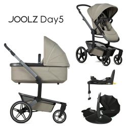 Joolz Day 5 - 4in1 Kinderwagen-Set - Sage green - inkl. Babywanne & Sportsitz + Maxi-Cosi Pebble 360 Pro 2 + FamilyFix 360 Pro + XXL-Zubehörpaket