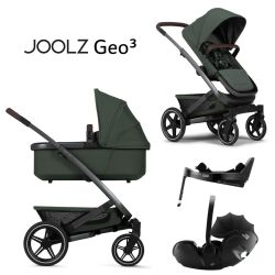 Joolz Geo 3 Mono - 4in1 Kinderwagen-Set - Forest Green - inkl. Babywanne & Sportsitz + Britax Römer BABY-SAFE PRO + VARIO BASE 5Z + XXL-Zubehörpaket