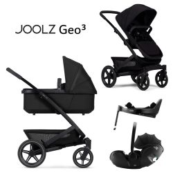 Joolz Geo 3 Mono - 4in1 Kinderwagen-Set - Space Black - inkl. Babywanne & Sportsitz + Britax Römer BABY-SAFE PRO + VARIO BASE 5Z + XXL-Zubehörpaket