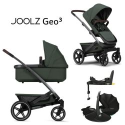 Joolz Geo 3 Mono - 4in1 Kinderwagen-Set - Forest Green - inkl. Babywanne & Sportsitz + Maxi-Cosi Pebble 360 Pro 2 + FamilyFix 360 Pro + XXL-Zubehörpaket