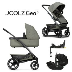 Joolz Geo 3 Mono - 4in1 Kinderwagen-Set - Sage Green - inkl. Babywanne & Sportsitz + Maxi-Cosi Pebble 360 Pro 2 + FamilyFix 360 Pro + XXL-Zubehörpaket