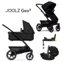 Joolz Geo 3 Mono - 4in1 Kinderwagen-Set - Space Black - inkl. Babywanne & Sportsitz + Maxi-Cosi Pebble 360 Pro 2 + FamilyFix 360 Pro + XXL-Zubehörpaket