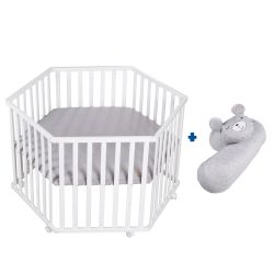 Roba Kids Laufgitter Set 6-eckig weiss inkl. Bettschlange Style Silbergrau