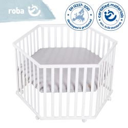 Roba Kids Laufgitter 6-eckig weiss inkl. Schutzeinlage Style Silbergrau