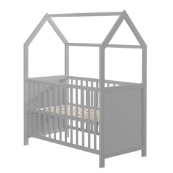 Roba Kids Hausbett Kinderbett Spielbett Babybett höhenverstellbar 60x120 cmTaupe