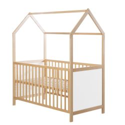 Roba Kids Hausbett Kinderbett Spielbett Babybett höhenverstellbar 70x140cm Natur