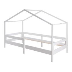 roba Hausbett 90 x 200 cm Kinderbett Lattenrost Rausfallschutz weiß lackiert