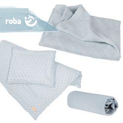 Roba Geschenkset BIO Bettwäsche, Spannbetttuch & Babydecke Lil Planet blau Sky