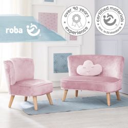 Roba Kids Lil Sofa Set groß (Sofa + Sessel + Kissen) Style Rosa Mauve