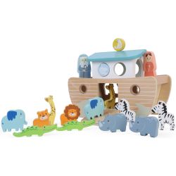 Bayer CHIC 2000 Arche Noah Spielzeug Schiff Tiere Holz