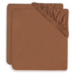 Jollein Spannbettlaken Spannbetttuch Jersey 40x90 cm Caramel 2er Pack