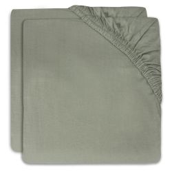 Jollein Spannbettlaken Spannbetttuch Jersey 40x90 cm Ash green 2er Pack