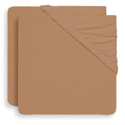 Jollein Spannbettlaken Spannbetttuch Jersey 40x90 cm Biscuit 2er Pack