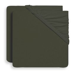 Jollein Spannbettlaken Spannbetttuch Jersey 40x90 cm Leaf Green 2er Pack