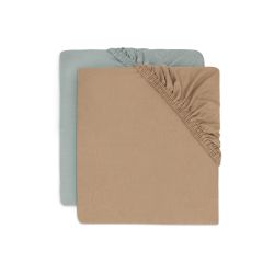 Jollein Spannbettlaken Jersey 70 x 140 cm Sea Green Biscuit 2er Pack
