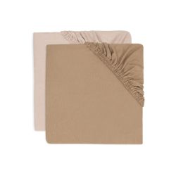 Jollein Spannbettlaken Jersey 70 x 140 cm Wild Rose Biscuit 2er Pack
