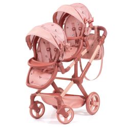 Bayer Design Zwillingspuppenwagen Xeo Twin mit Wickeltasche altrosa Blumen