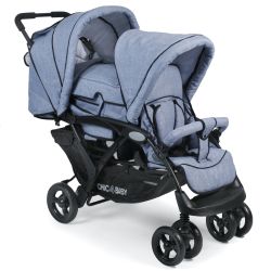 Chic 4 Baby Geschwisterwagen Duo + Tragetasche & Regenhaube Jeans hellblau