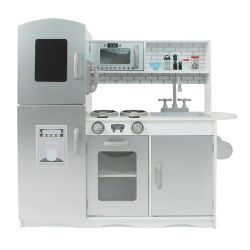 Bayer Chic 2000 Spielküche weiß-silber Kinderküche mit Tafel & Kühlschrank