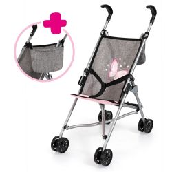 Bayer Design Puppen-Buggy mit Tasche Schmetterling grau rosa
