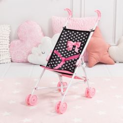 Bayer Design Puppen Buggy Puppenwagen Herzchen rosa / schwarz