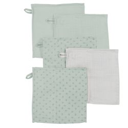 Roba Kids 5er Set Waschlappen 25x25 cm Lil Planet frosty green