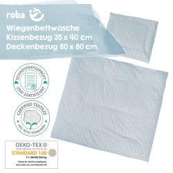 Roba Bettwäsche für Wiege & Stubenwagen 80x80/35x40 cm Lil Planet Hellblau Sky