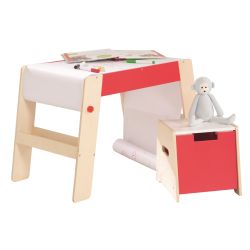 Roba Kids Maltisch mit abnehmbarer Papierrolle und Hocker mit Stauraum 