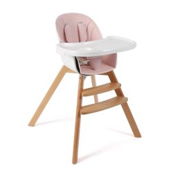 Chic 4 Baby Kinder Hochstuhl FIETE Buchenholz mit Essbrett rosa 332-81