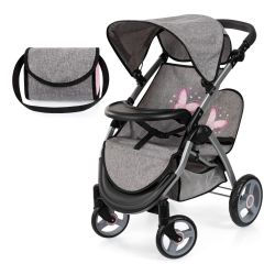 Bayer Design Zwillings-Puppenwagen Twin Star grau Schmetterling