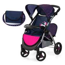 Bayer Design Zwillings-Puppenwagen Twin Star pink Herzchen Einhorn